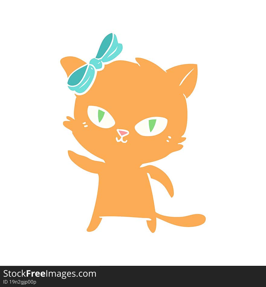 Cute Flat Color Style Cartoon Cat