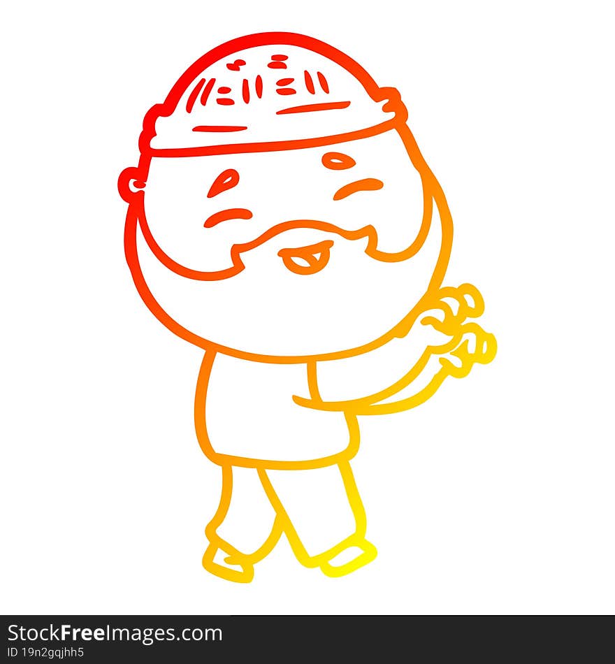 warm gradient line drawing cartoon happy bearded man