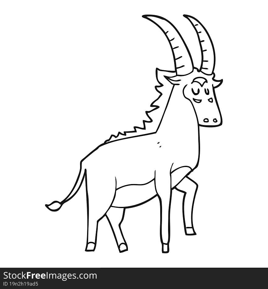 Black And White Cartoon Antelope