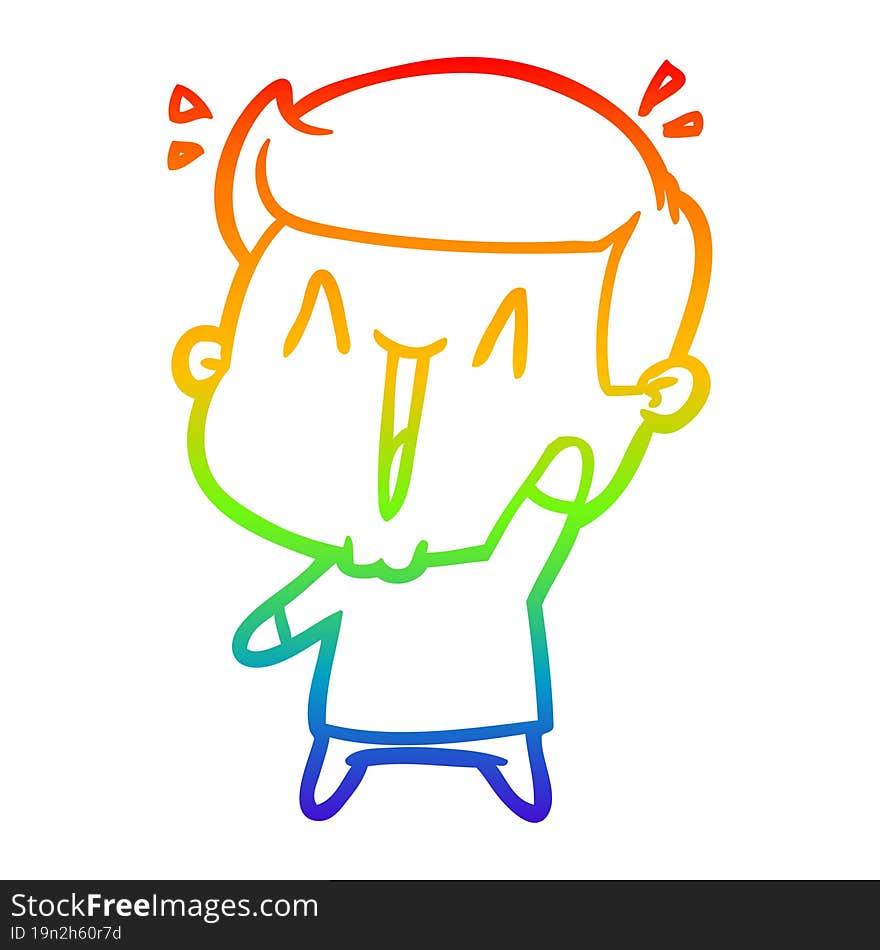 rainbow gradient line drawing cartoon excited man