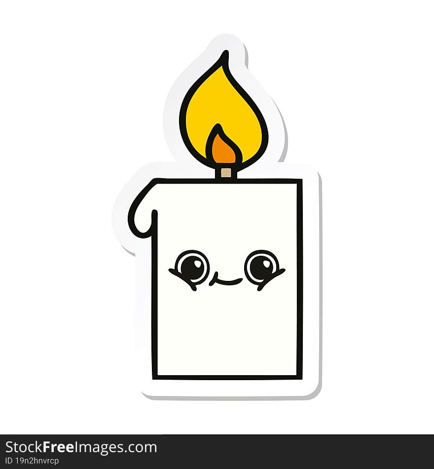 sticker of a cute cartoon lit candle