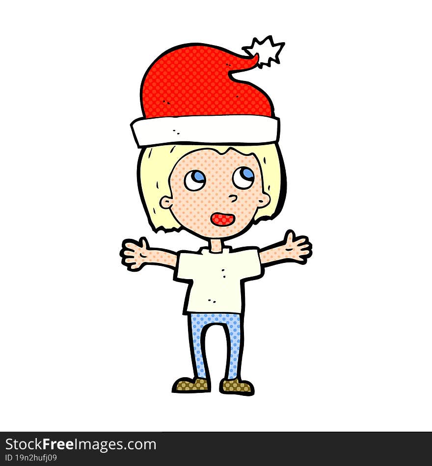 cartoon boy in christmas hat