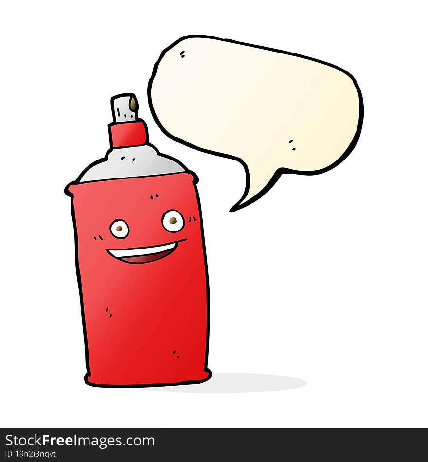 cartoon spray can with speech bubble