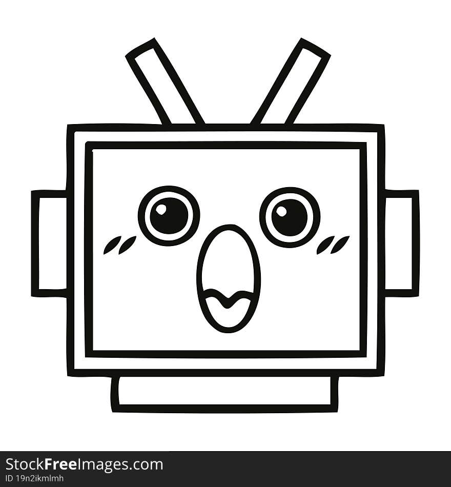 line drawing cartoon robot head