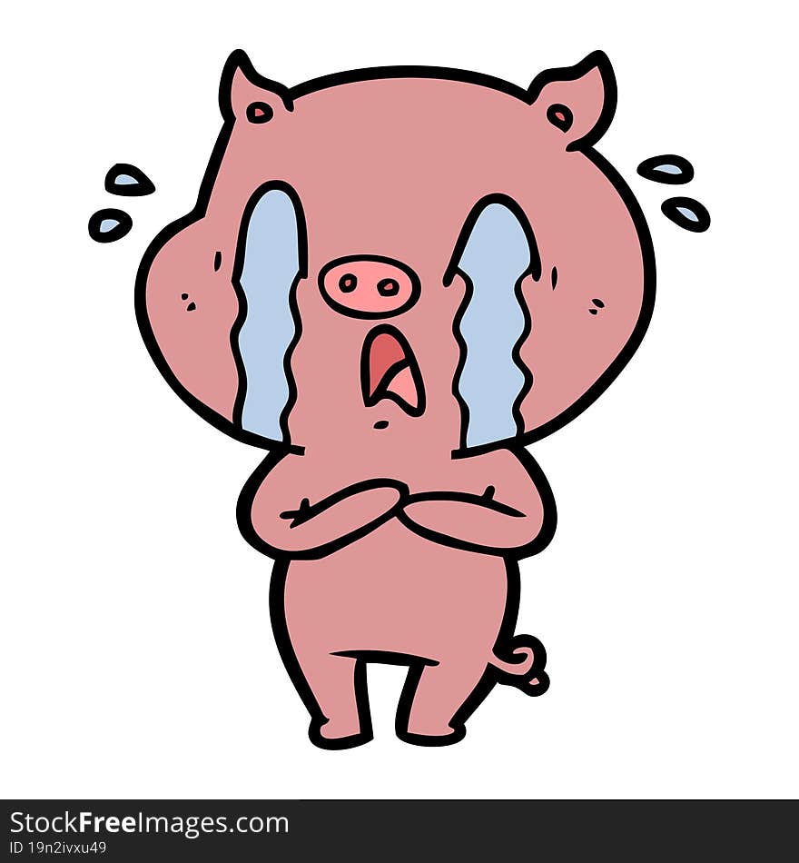 crying pig cartoon. crying pig cartoon