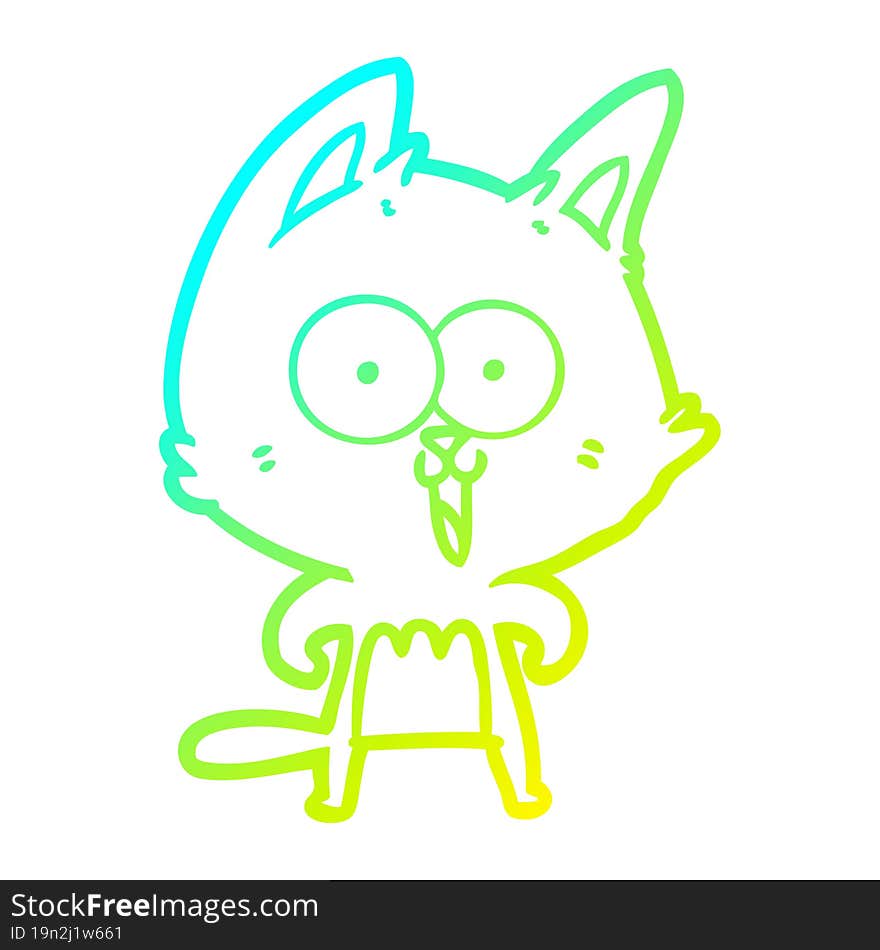 cold gradient line drawing funny cartoon cat