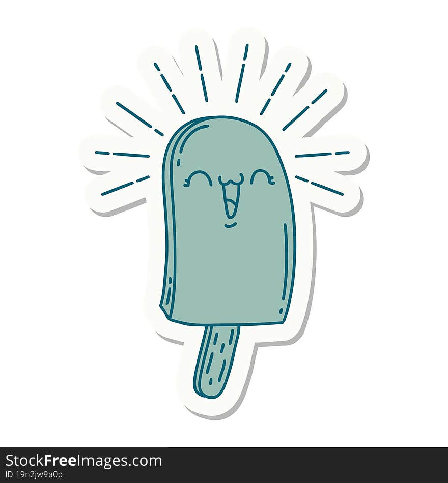 sticker of tattoo style ice lolly