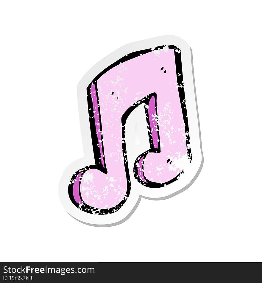 retro distressed sticker of a cartoon musical note