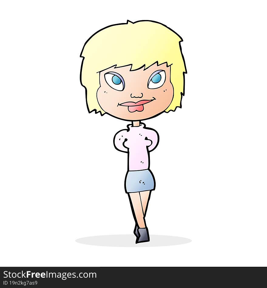 cartoon happy woman