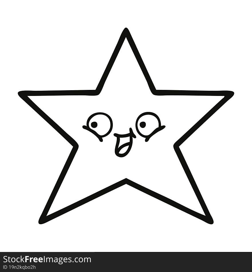 Line Drawing Cartoon Gold Star