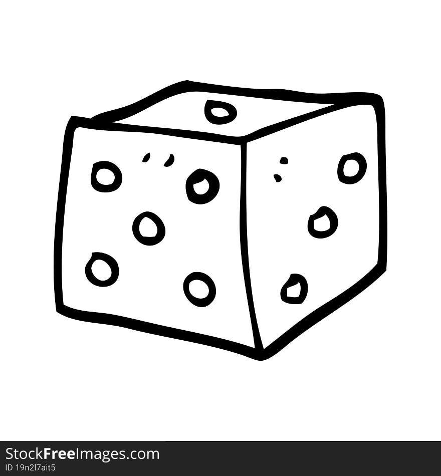 Line Drawing Cartoon Red Dice