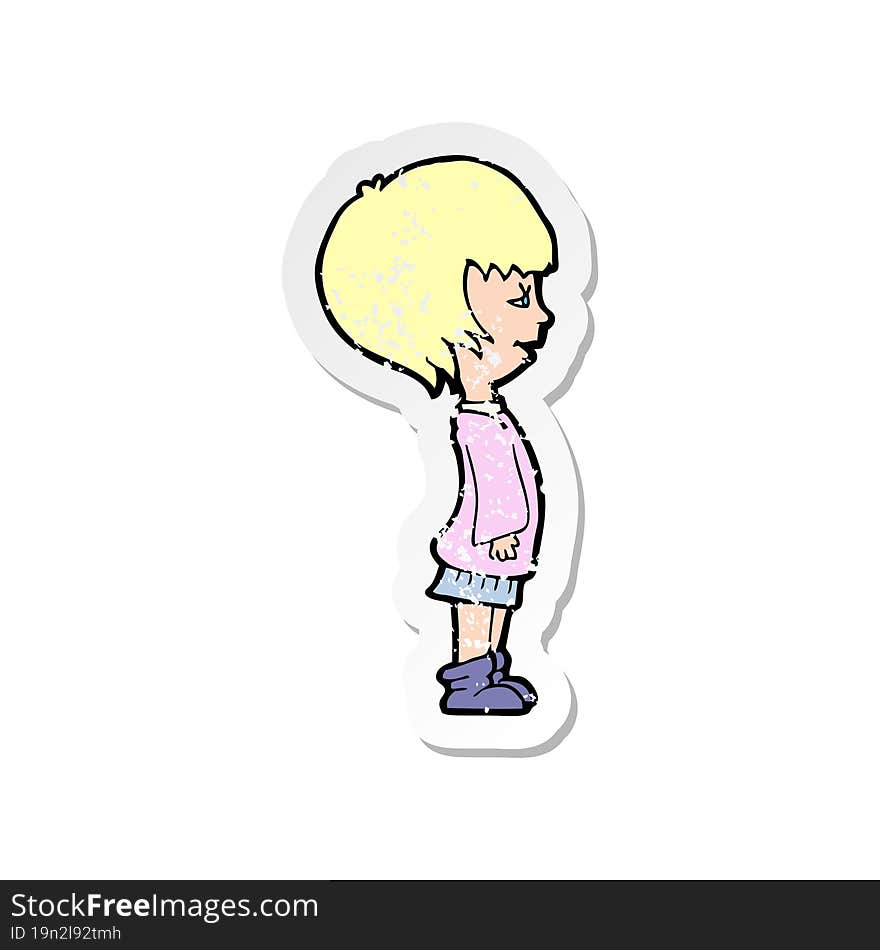 retro distressed sticker of a cartoon girl