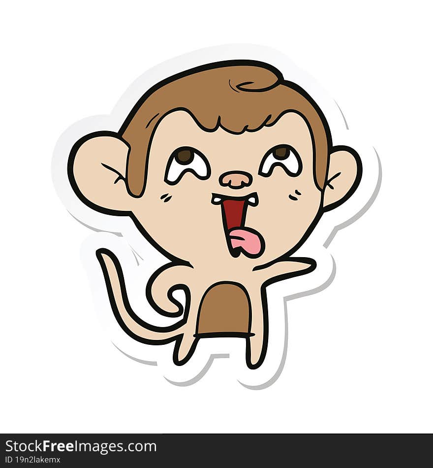 Sticker Of A Crazy Cartoon Monkey