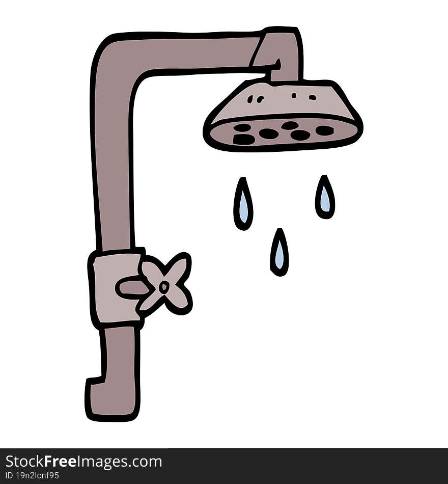 Hand Drawn Doodle Style Cartoon Shower Head