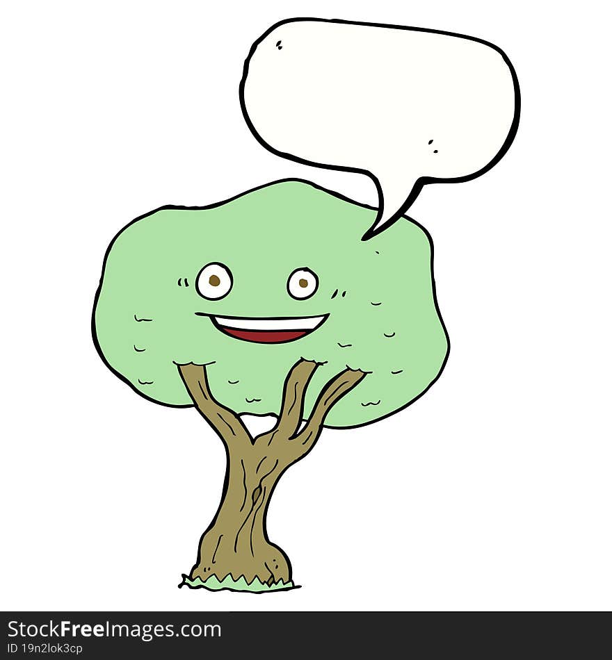 Cartoon Tree With Speech Bubble