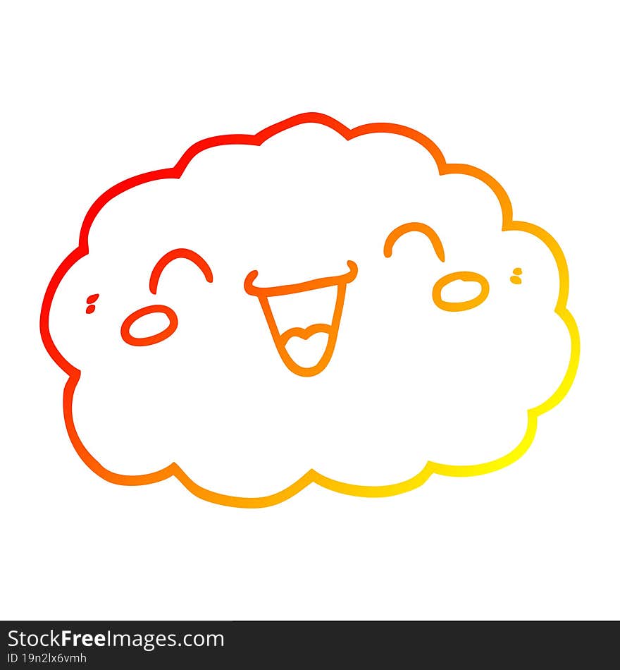 warm gradient line drawing happy cartoon cloud