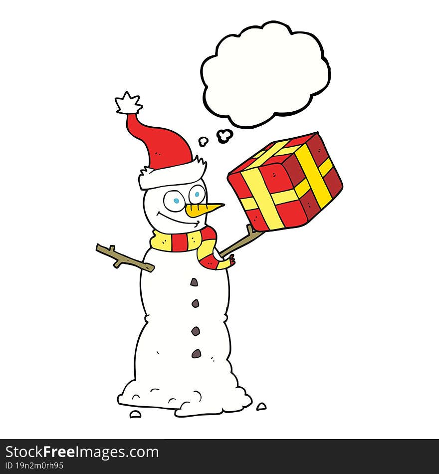 Thought Bubble Cartoon Snowman