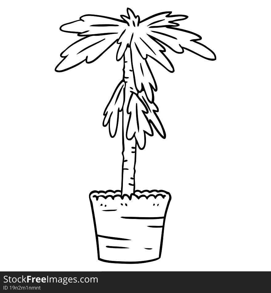 hand drawn line drawing doodle of a house plant