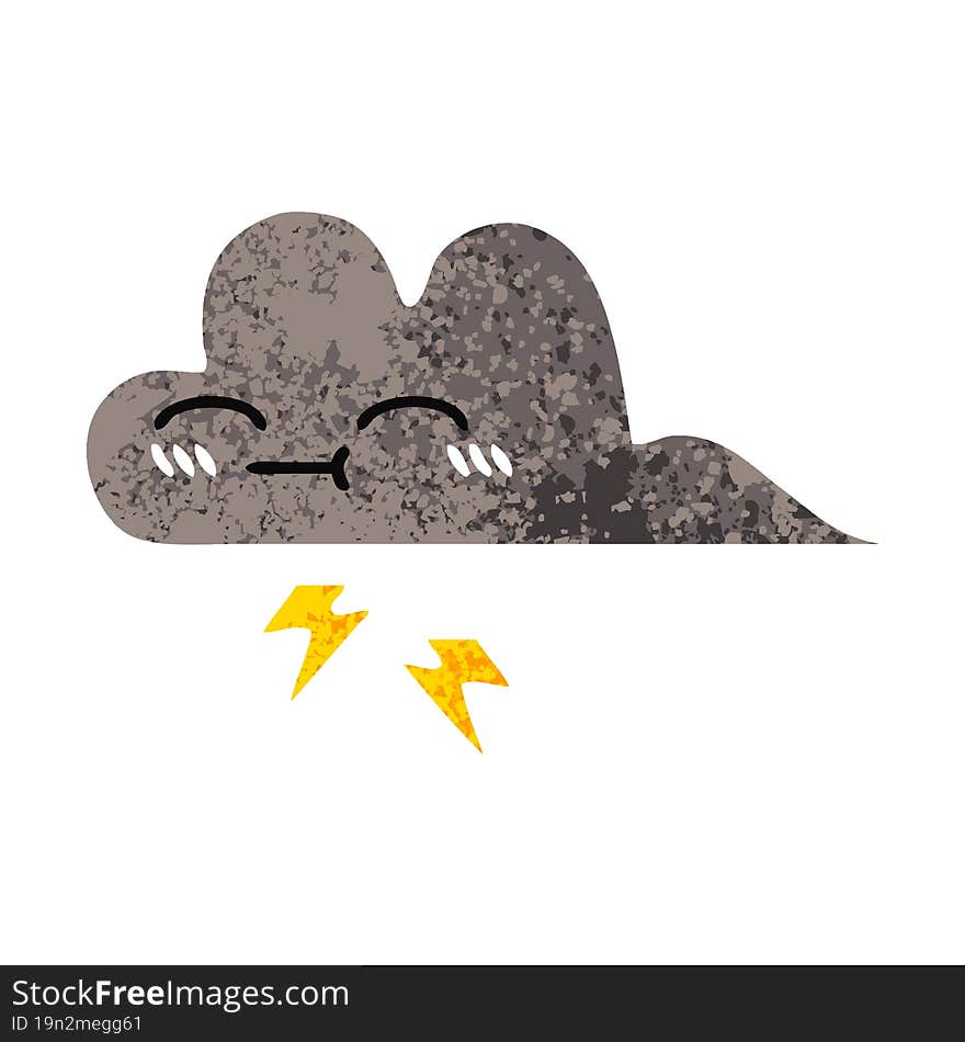 retro illustration style cartoon of a storm cloud