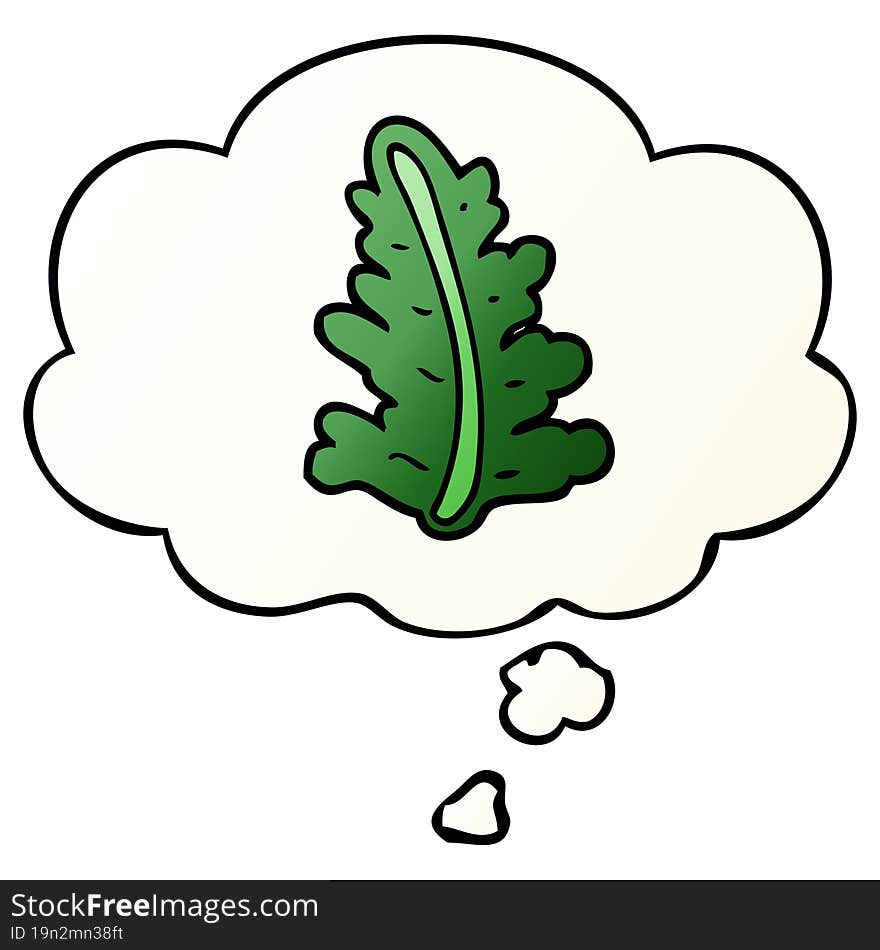 cartoon leaf and thought bubble in smooth gradient style