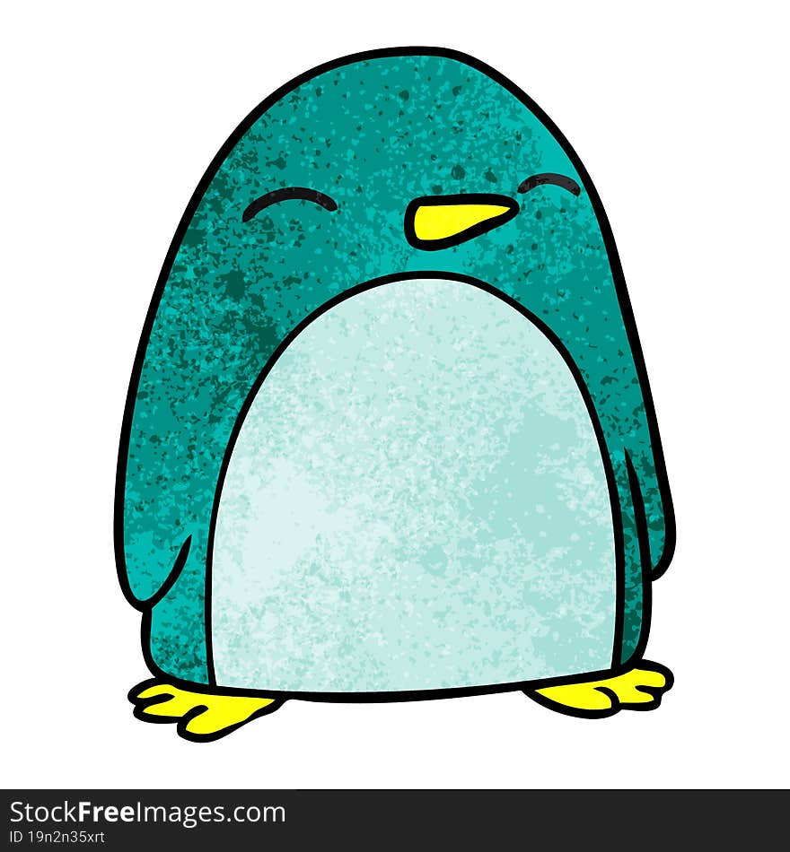 textured cartoon doodle of a cute penguin