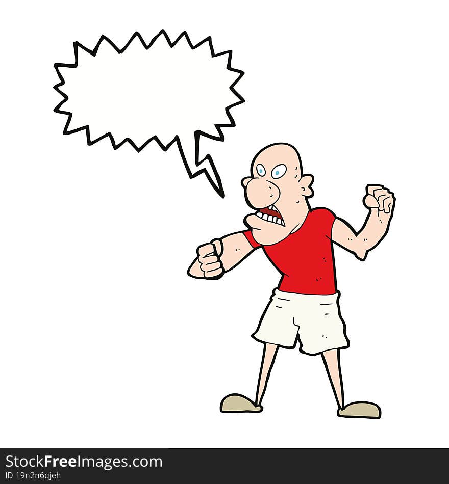 cartoon violent man with speech bubble