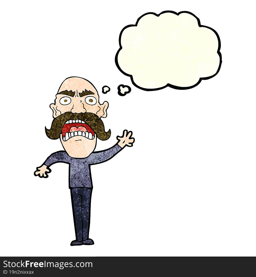 Cartoon Angry Old Man With Thought Bubble