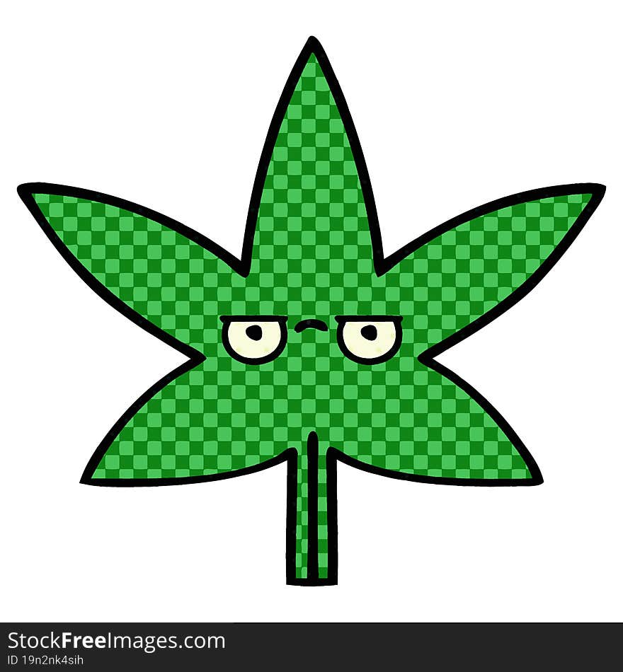 comic book style cartoon marijuana leaf