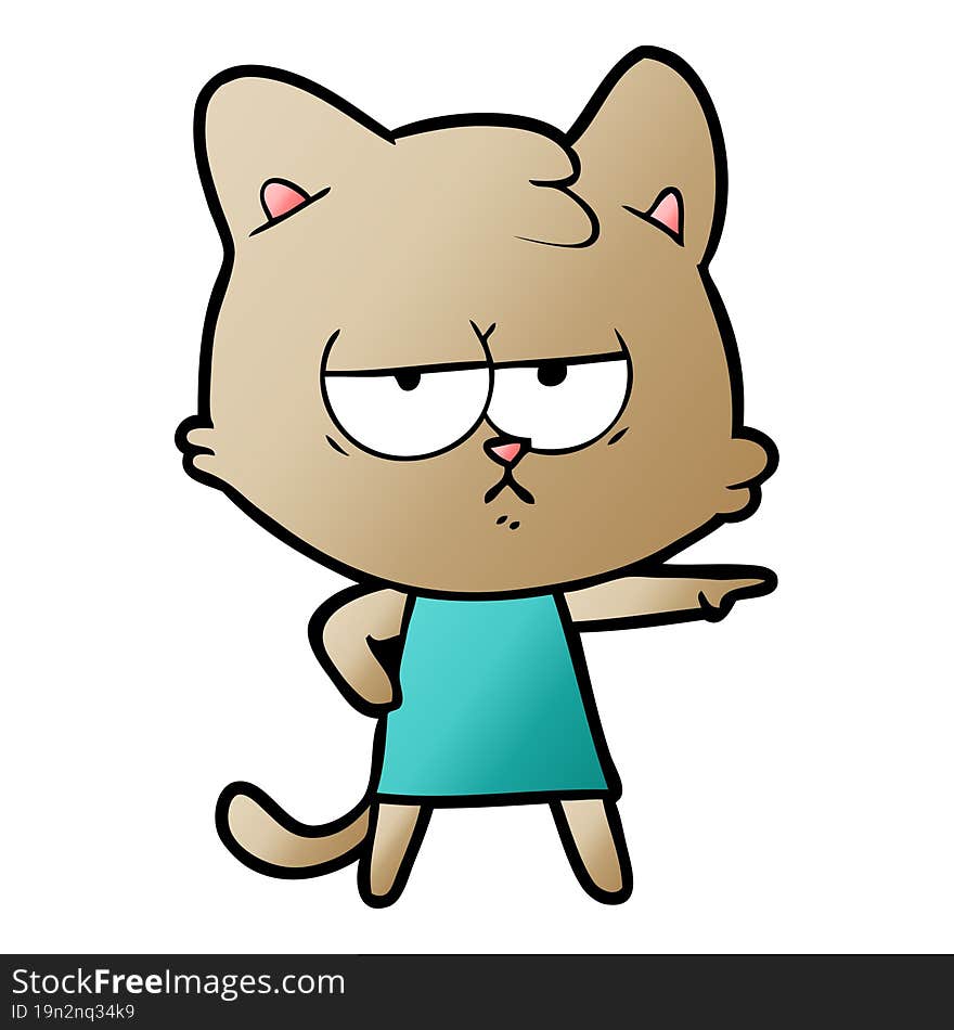 bored cartoon cat pointing. bored cartoon cat pointing