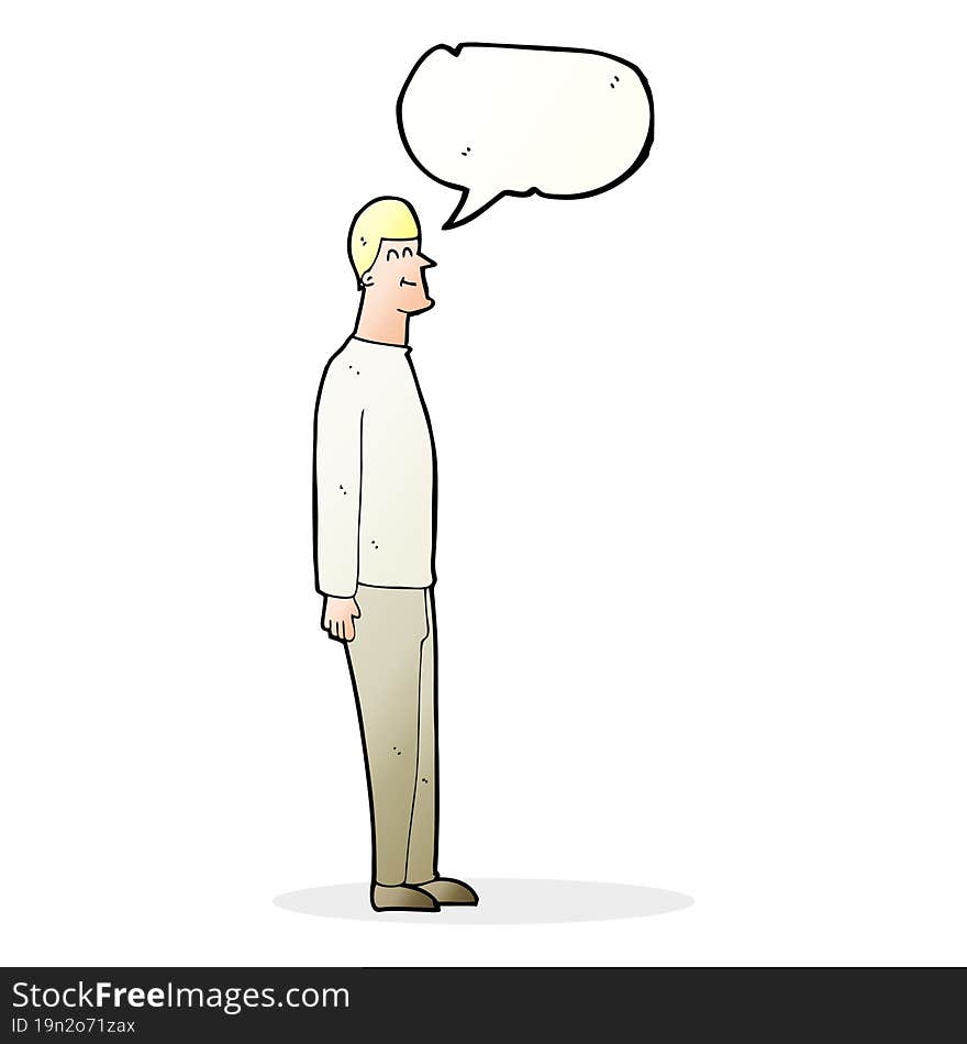 cartoon tall man with speech bubble