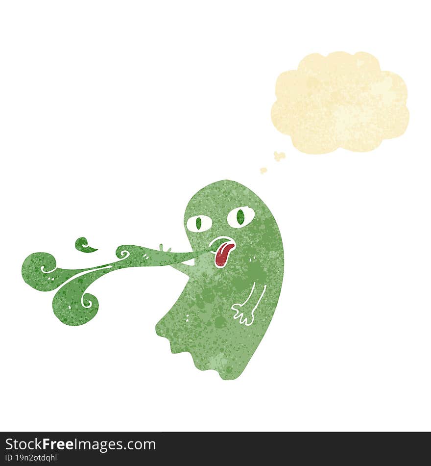 Funny Cartoon Ghost With Thought Bubble