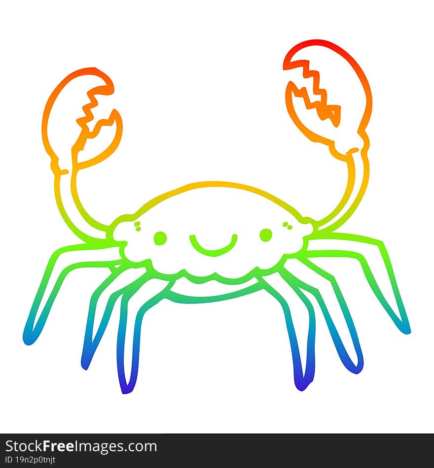 Rainbow Gradient Line Drawing Cartoon Crab