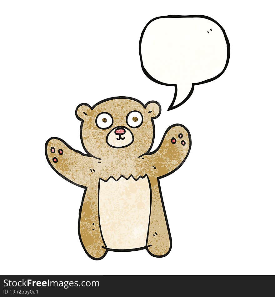 speech bubble textured cartoon teddy bear