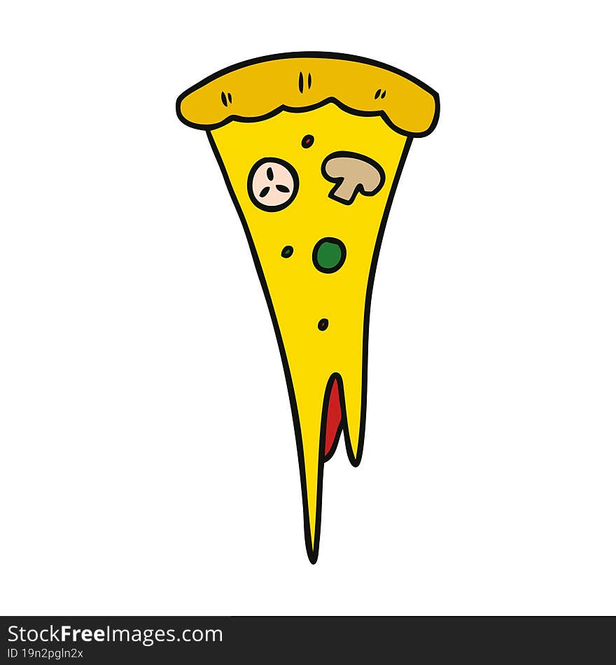 hand drawn cartoon doodle of a slice of pizza