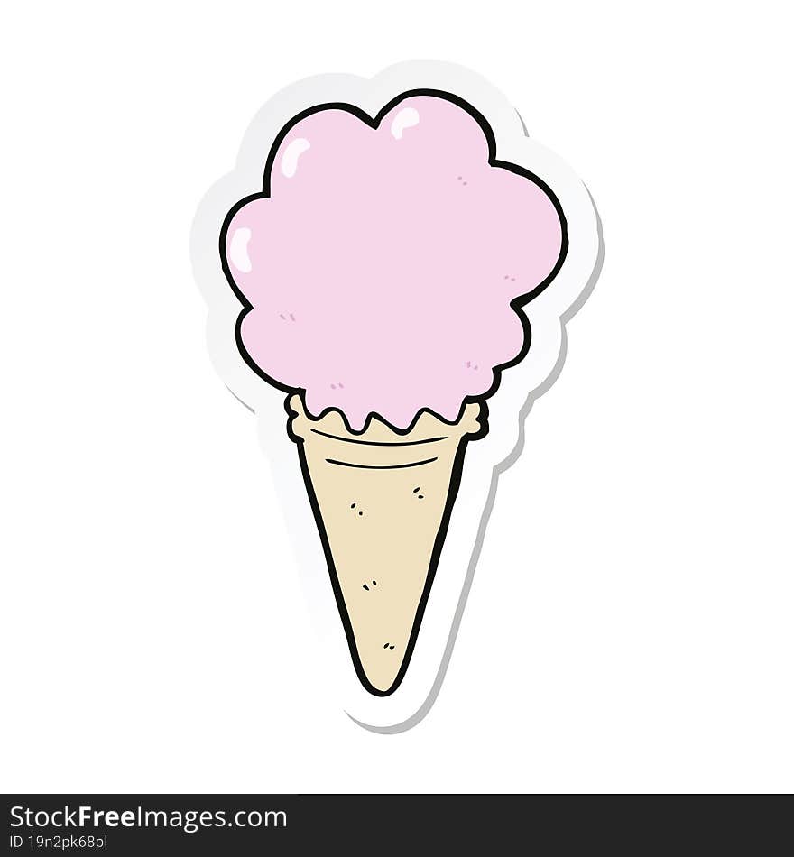 sticker of a cartoon ice cream