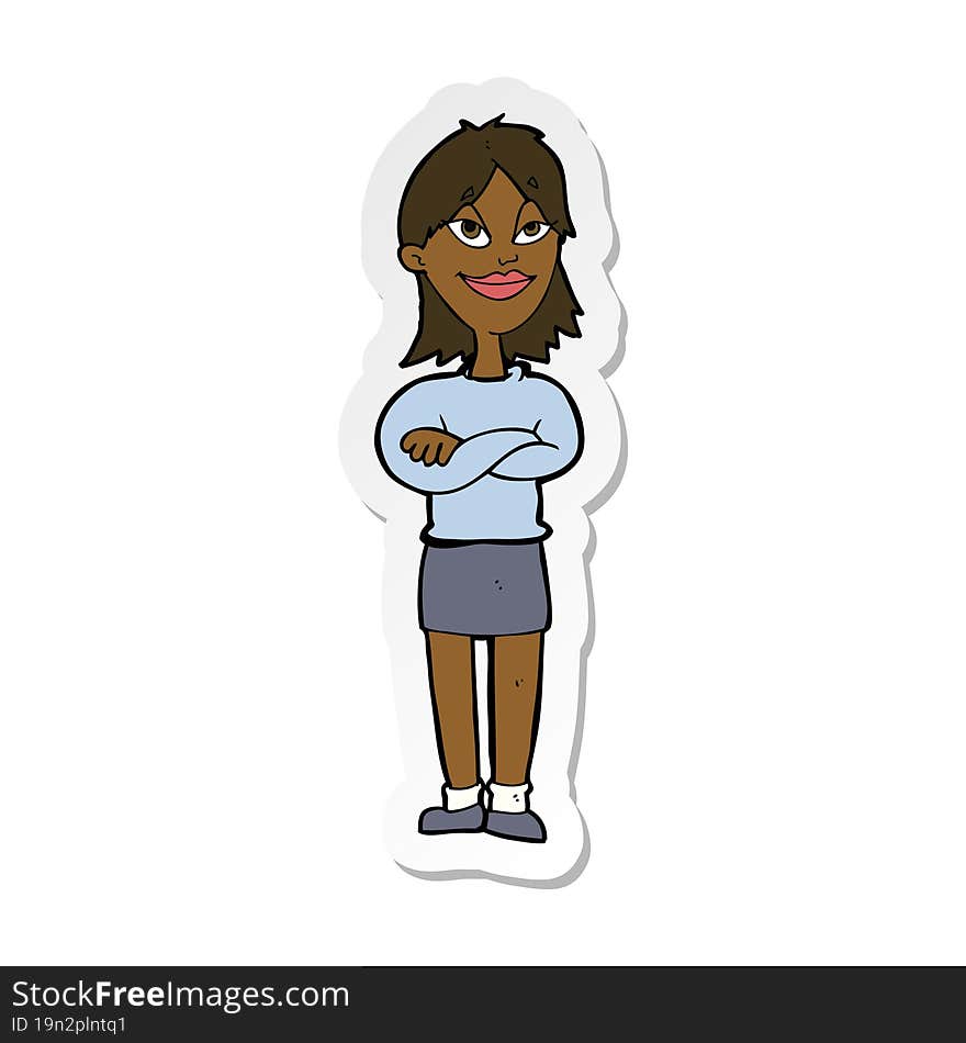 sticker of a cartoon proud woman