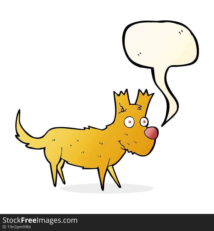 cartoon cute little dog with speech bubble