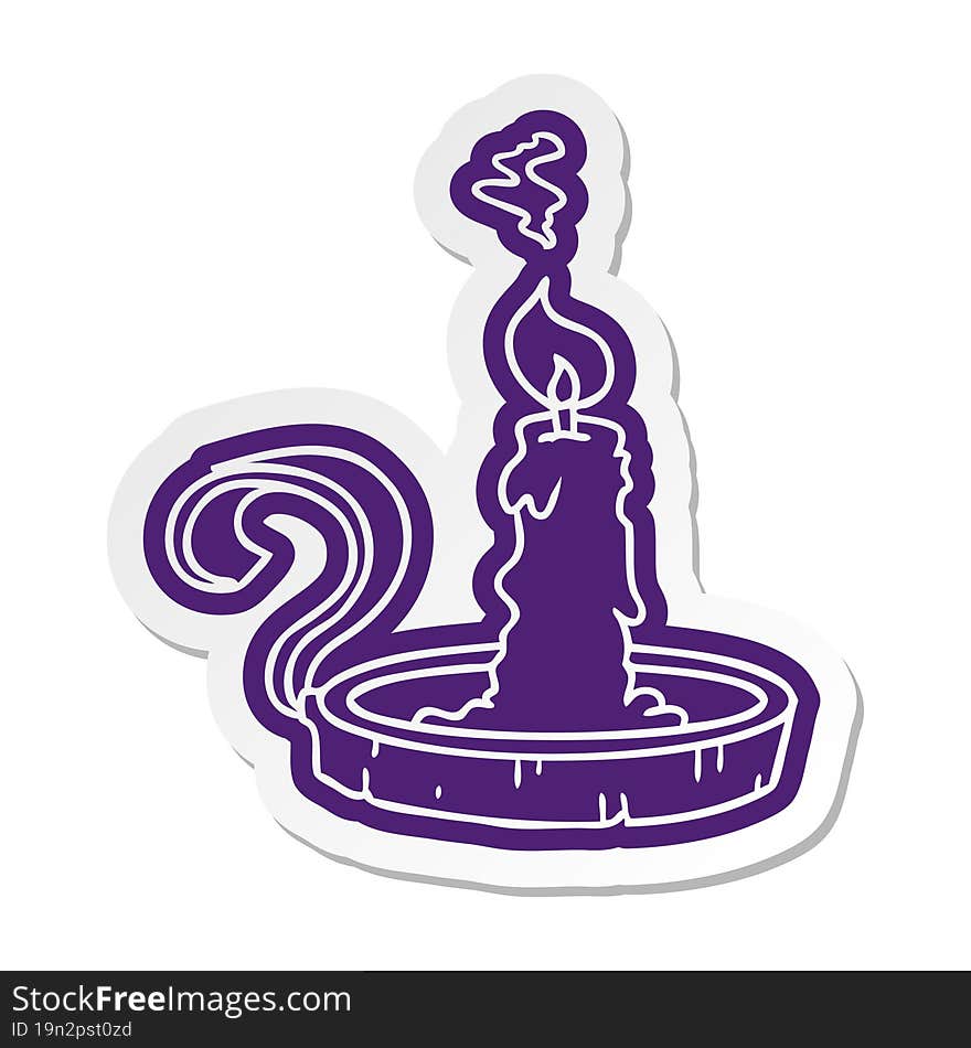 cartoon sticker of a candle holder and lit candle