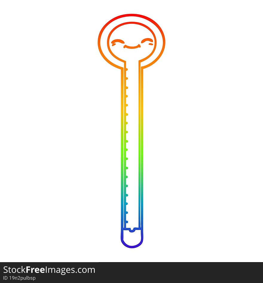 rainbow gradient line drawing cartoon thermometer