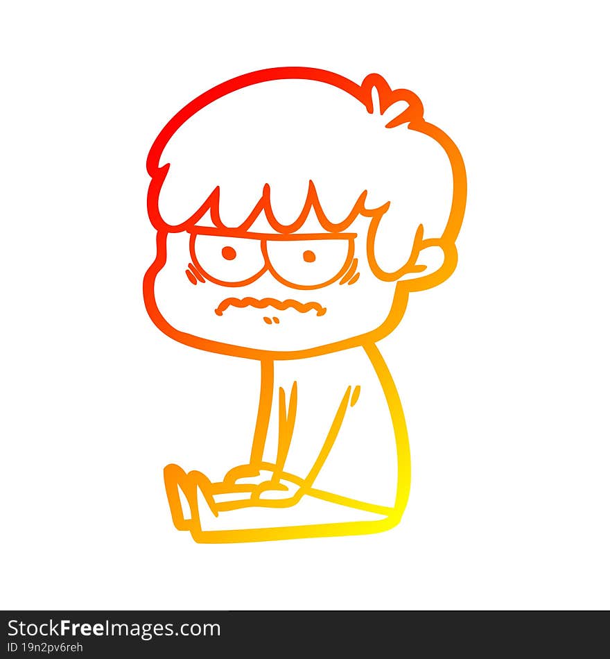 warm gradient line drawing annoyed cartoon boy