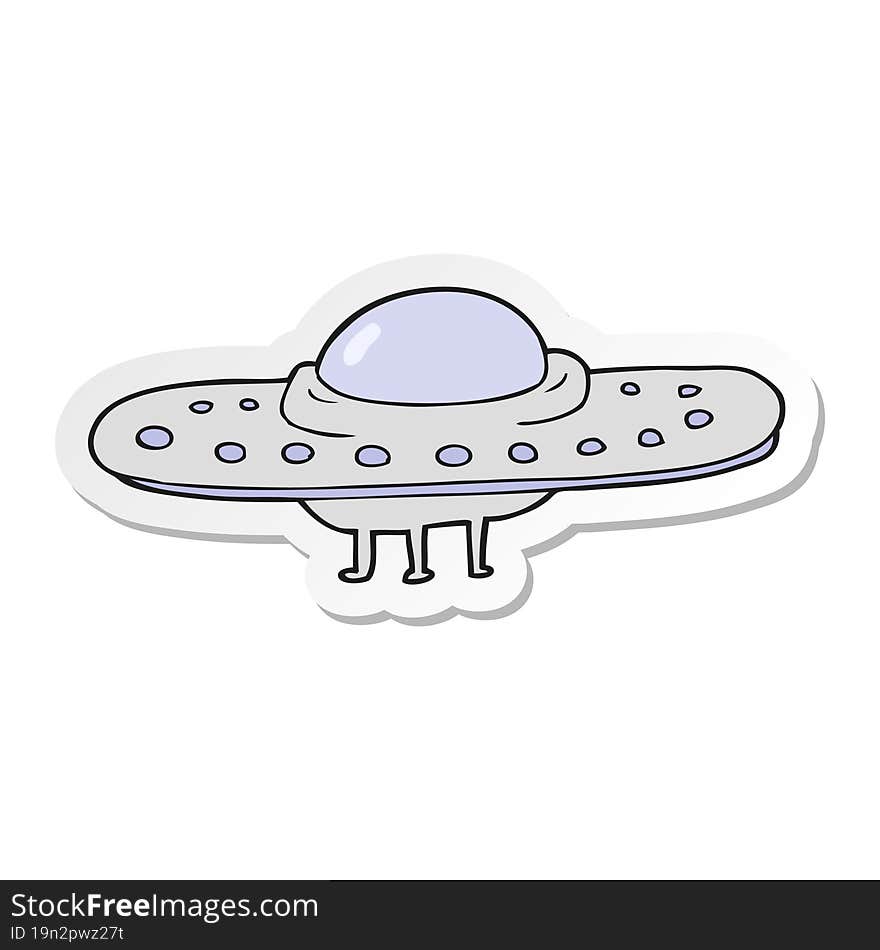 Sticker Of A Cartoon Flying Saucer