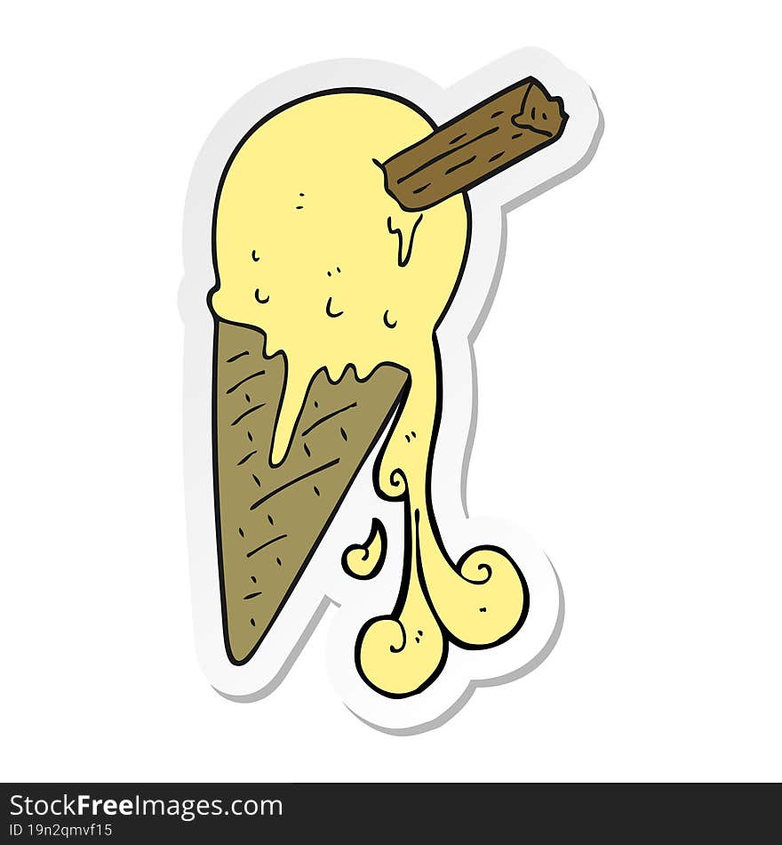 Sticker Of A Cartoon Ice Cream Cone