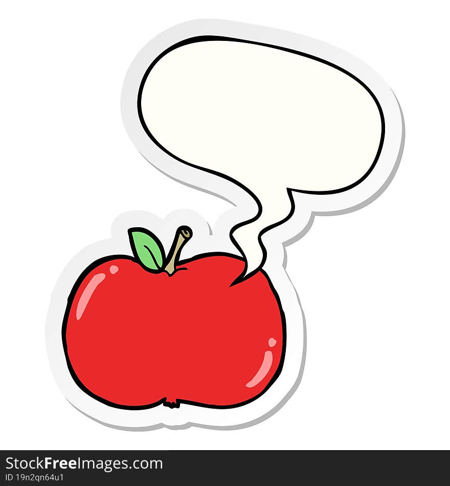 cartoon apple and speech bubble sticker