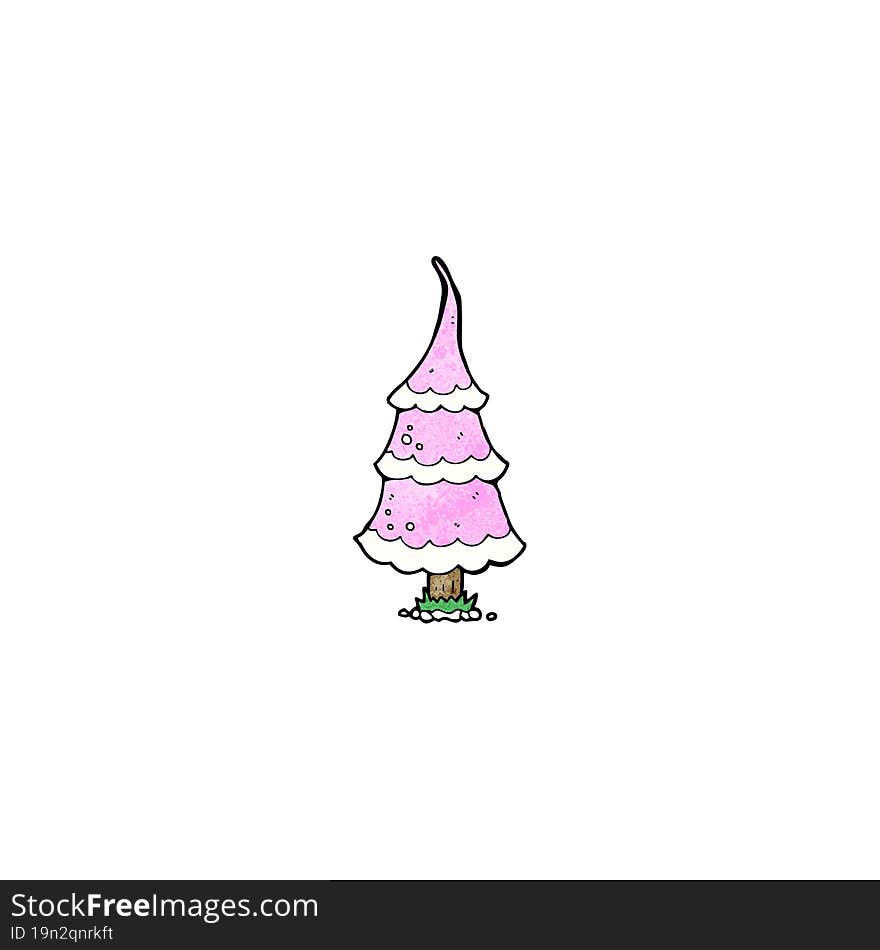 cartoon pink christmas tree