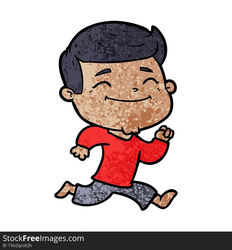 happy cartoon man running. happy cartoon man running