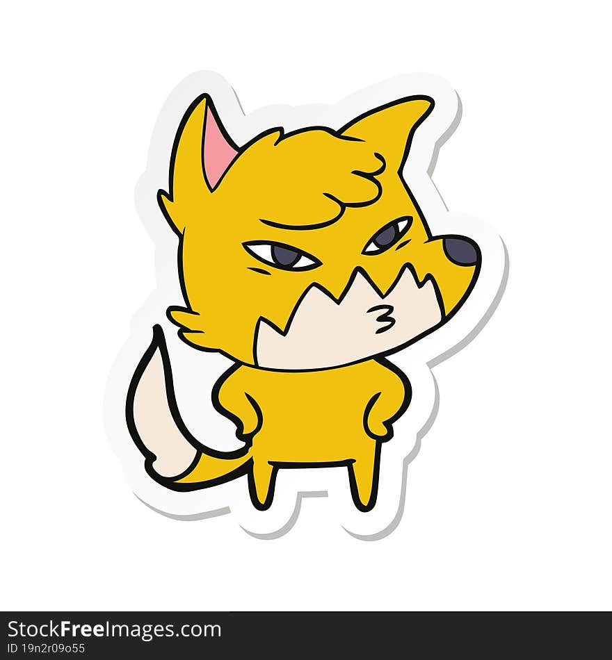 sticker of a clever cartoon fox