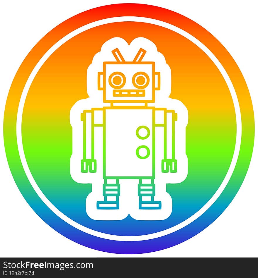 dancing robot circular icon with rainbow gradient finish. dancing robot circular icon with rainbow gradient finish