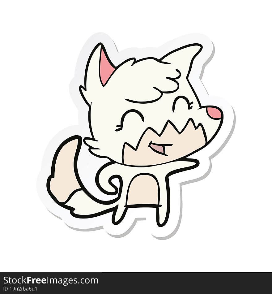 sticker of a happy cartoon fox