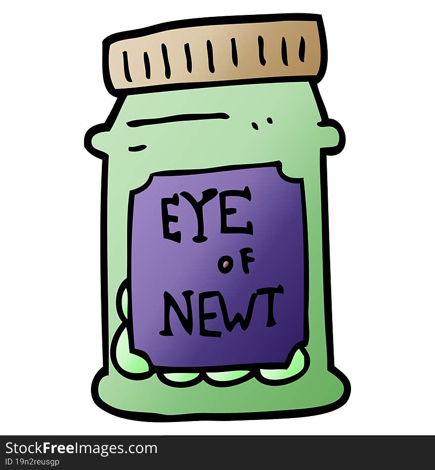 cartoon doodle eye of newt bottle