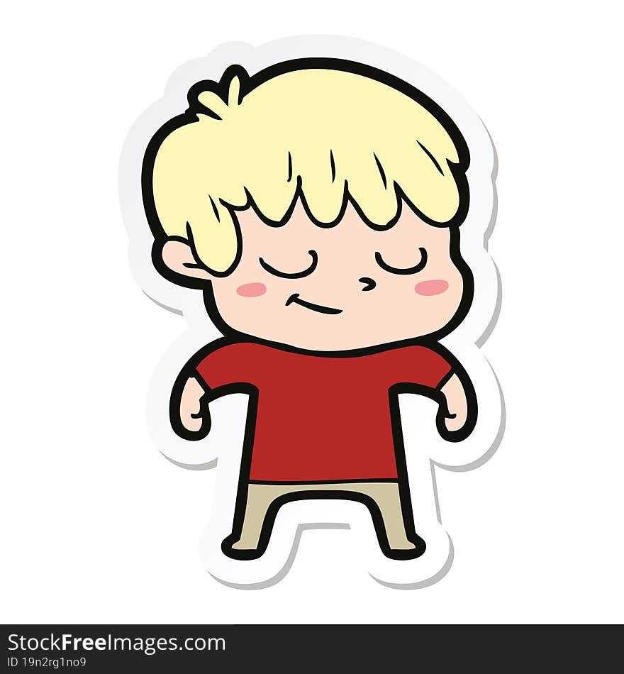 sticker of a happy cartoon boy